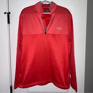 Callaway Men's XL Performance Golf Quarter-Zip Pullover Red Coral EUC
